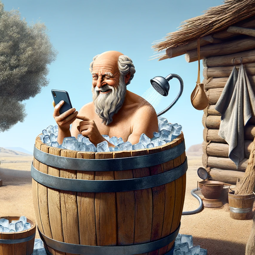 Diogenes using the app.